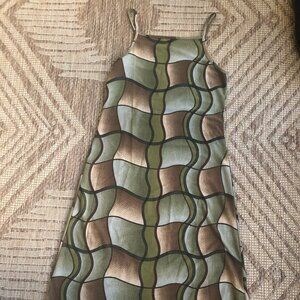 Geometric green mid-length dress